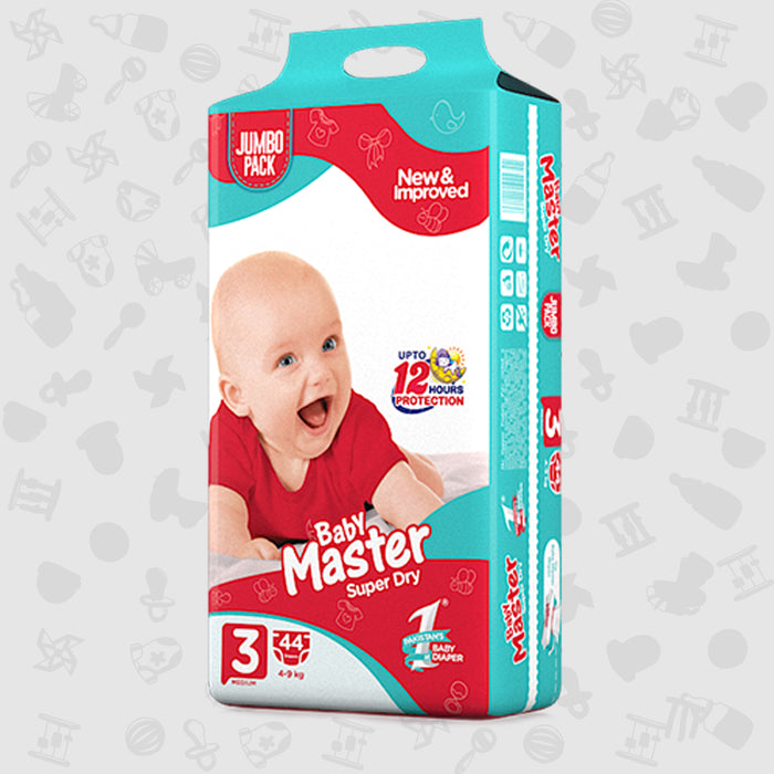 Baby Master Diaper, Size 3,Medium, 4-9Kg, 44Pcs, Jumbo Pack
