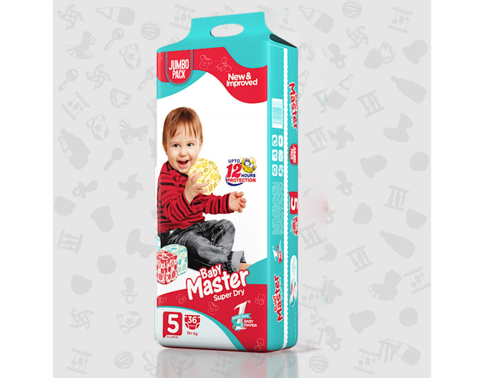 Baby Master Diaper, Size 5, X-Large, 15+Kg, 36Pcs, Jumbo Pack
